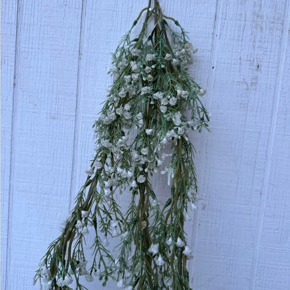 Artificial Baby's Breath Hanging Garland White/Green Flower Stem Spray Bush new